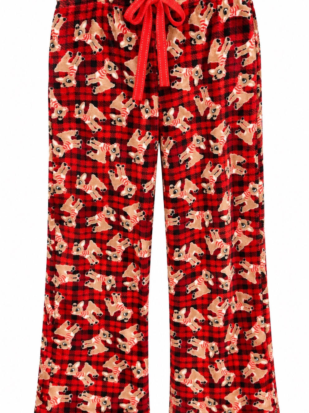 Women's Red Licensed Rudolph The Red Nose Reindeer Fleece Pajama Pants~ LARGE